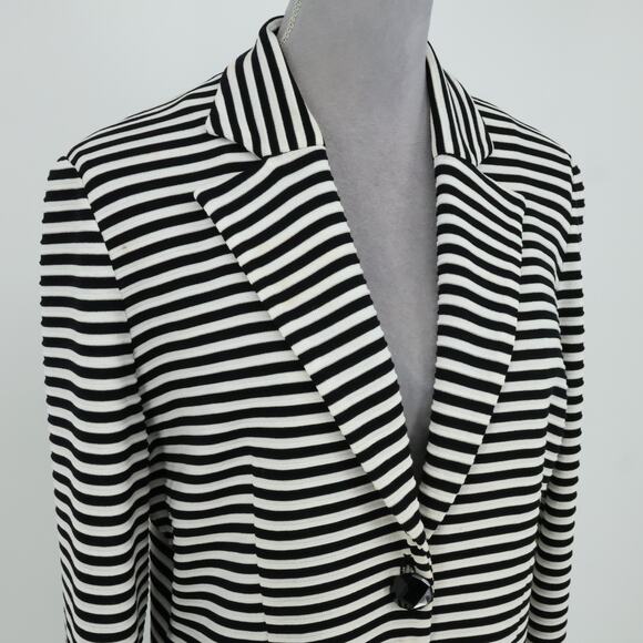 Exclusively Misook Sweater Jacket Womens Medium Black White Stretch Knit Vintage - Picture 6 of 14